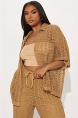 Kara Crochet Pant Set - Taupe