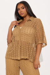 Kara Crochet Pant Set - Taupe