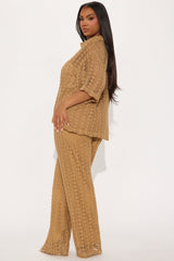 Kara Crochet Pant Set - Taupe