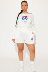 I Love NY Off Shoulder Sweatshirt - Ivory