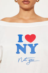 I Love NY Off Shoulder Sweatshirt - Ivory