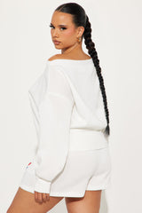 I Love NY Off Shoulder Sweatshirt - Ivory