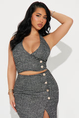 So Polished Tweed Skirt Set - Black