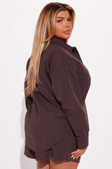 Jasmin Striped Boxer Short Set - Chocolate