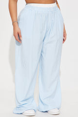 Taylor Striped Wide Leg Jogger - Light Blue