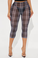Tell Me Everything Gingham Mesh Legging - Black