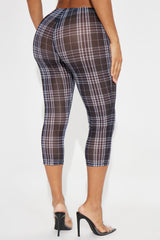 Tell Me Everything Gingham Mesh Legging - Black