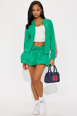 Sporty Bubble Hem Skirt Set - Kelly Green