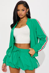 Sporty Bubble Hem Skirt Set - Kelly Green