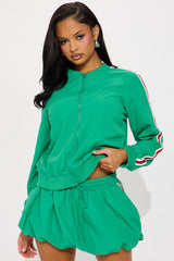 Sporty Bubble Hem Skirt Set - Kelly Green