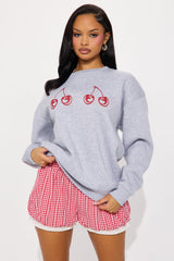 Cherry Bomb Crewneck Sweatshirt - Heather Grey