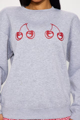 Cherry Bomb Crewneck Sweatshirt - Heather Grey