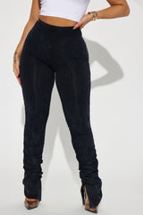 Rosalie Mineral Wash Stacked Pant - Black