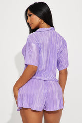 Julia Plisse Short Set - Lavender