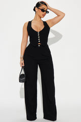Act Right Linen Pant Set - Black