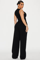 Act Right Linen Pant Set - Black
