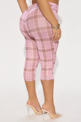 Tell Me Everything Gingham Mesh Legging - Pink