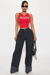 Nour Pinstripe Cuffed Straight Leg Jeans - Dark Wash