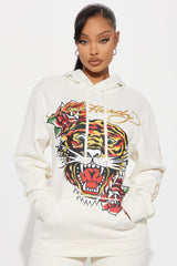 Ed Hardy Retro Tiger Hoodie - Ivory
