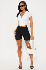 Helena Ruffle Hem Biker Short - Black