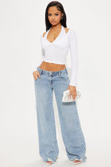 Took A While Non Stretch Wide Leg Jeans - Vintage Wash
