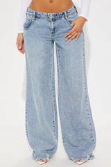 Took A While Non Stretch Wide Leg Jeans - Vintage Wash