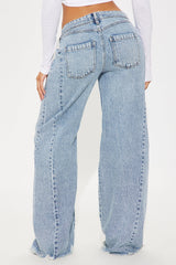 Took A While Non Stretch Wide Leg Jeans - Vintage Wash