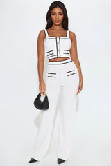 Audrina Pant Set - White/Black