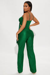 Royal Fantasies Plisse Pant Set - Hunter