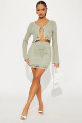 Sunset Walks Crochet Skirt Set - Sage