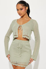 Sunset Walks Crochet Skirt Set - Sage