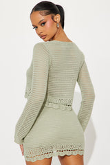 Sunset Walks Crochet Skirt Set - Sage