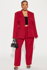 I Rest My Case Fitted Waist Blazer Set - Red