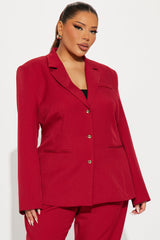I Rest My Case Fitted Waist Blazer Set - Red