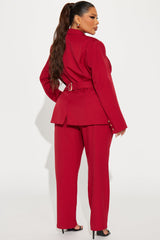 I Rest My Case Fitted Waist Blazer Set - Red
