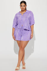 Julia Plisse Short Set - Lavender