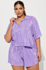 Julia Plisse Short Set - Lavender