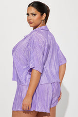 Julia Plisse Short Set - Lavender