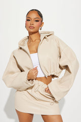 Kelly Faux Leather Skirt Set - Cream
