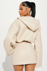 Kelly Faux Leather Skirt Set - Cream