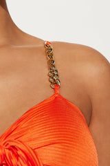 Royal Fantasies Plisse Pant Set - Orange