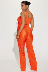 Royal Fantasies Plisse Pant Set - Orange