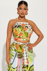 On A Vacay Tropical Pant Set - Blue/combo