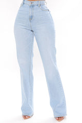 Can't You Relax Straight Leg Jeans - Light Wash
