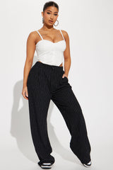 Work It Pinstripe Trouser Pant - Black