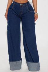 Doing Better Cuffed Carpenter Jeans - Dark Wash