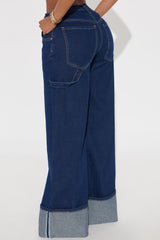 Doing Better Cuffed Carpenter Jeans - Dark Wash