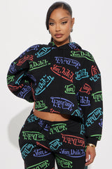 Von Dutch Colorful Logo Cropped Hoodie - Black/combo