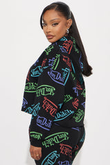 Von Dutch Colorful Logo Cropped Hoodie - Black/combo