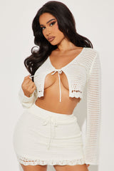 Sunset Walks Crochet Skirt Set - Cream